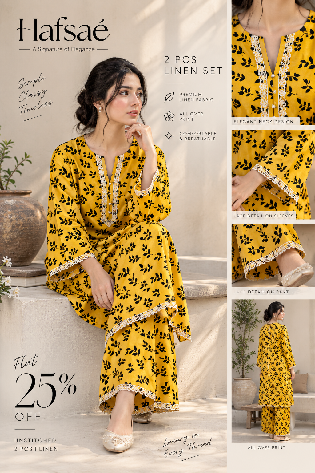 Premium Printed Linen 2-Piece Unstitched Suit