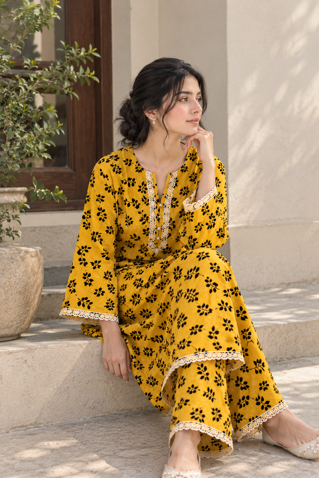 Premium Printed Linen 2-Piece Unstitched Suit