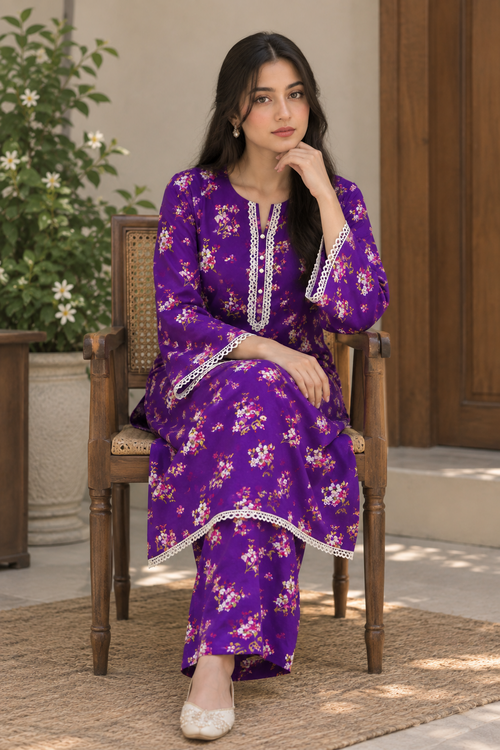 Premium Printed Linen 2-Piece Unstitched Suit