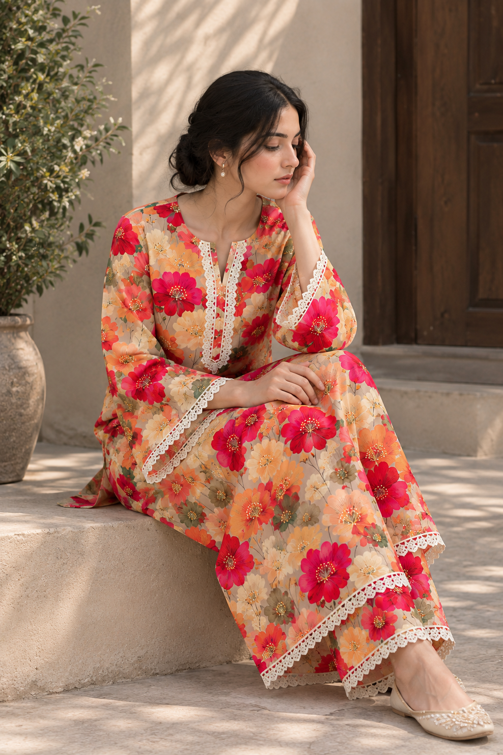 Premium Printed Linen 2-Piece Unstitched Suit