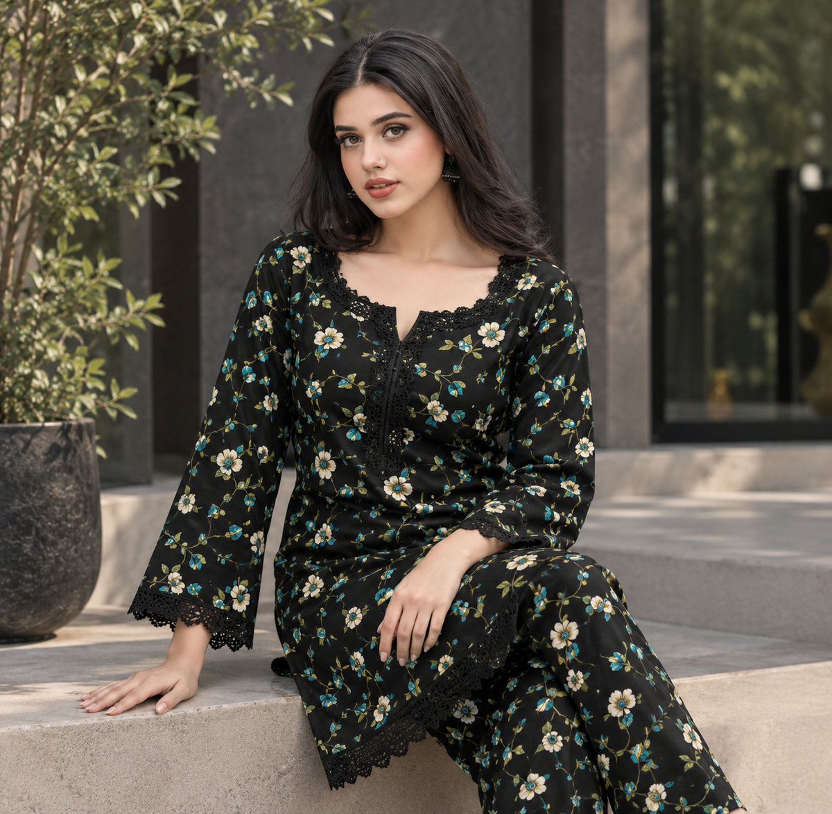Premium Printed Linen 2-Piece Unstitched Suit